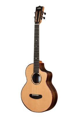Kala Contour Deluxe All Solid Gloss Spruce Rosewood Baritone Ukulele with Cutaway and Bag