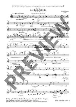Carter, Elliott: Mnemosyné (Violin) - Digital Sheet Music