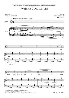 Elgar, Edward: Where Corals Lie (Mezzo-Soprano in Dm) - Digital Sheet Music