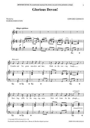 German, Edward: Glorious Devon (Voice in F) - Digital Sheet Music