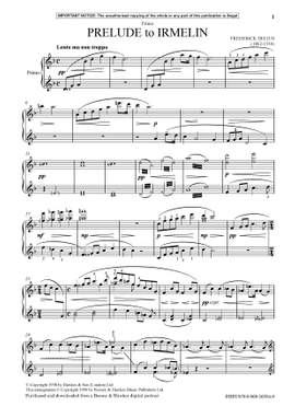 Delius, Frederick: Irmelin (Prelude) (Piano) - Digital Sheet Music