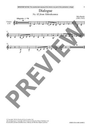 Bartók, Béla: Dialogue (No. 65 from 'Mikrokosmos') (Clarinet) - Digital Sheet Music