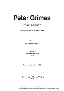 Britten, Benjamin: Peter Grimes (Libretto) - Digital Sheet Music