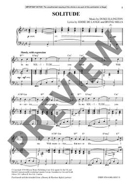 Ellington, Edward Kennedy "Duke": Solitude (Piano) - Digital Sheet Music