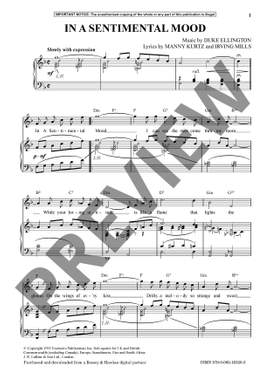 Ellington, Edward Kennedy "Duke": In A Sentimental Mood (Voice & Piano) - Digital Sheet Music