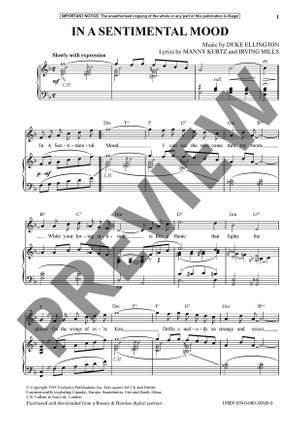 Ellington, Edward Kennedy "Duke": In A Sentimental Mood (Voice & Piano) - Digital Sheet Music