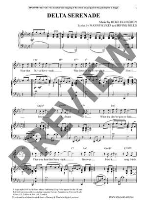 Ellington, Edward Kennedy "Duke": Delta Serenade (Voice & Piano) - Digital Sheet Music