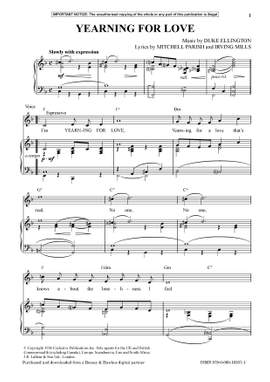 Ellington, Edward Kennedy "Duke": Yearning For Love (Voice & Piano) - Digital Sheet Music