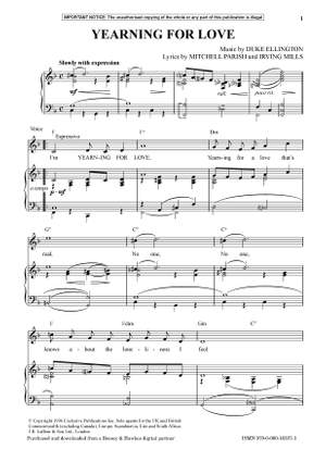 Ellington, Edward Kennedy "Duke": Yearning For Love (Voice & Piano) - Digital Sheet Music