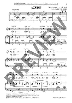Ellington, Edward Kennedy "Duke": Azure (Voice & Piano) - Digital Sheet Music