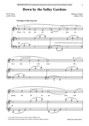 Clarke, Rebecca: Down By The Salley Gardens (Medium Voice in Em) - Digital Sheet Music