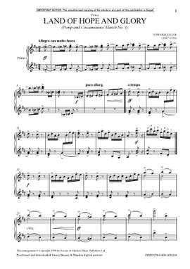 Elgar, Edward: Land Of Hope And Glory (Pomp and Circumstance March No. 1) (Piano) - Digital Sheet Music