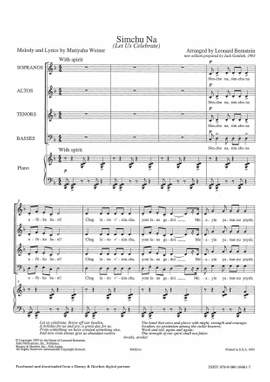 Bernstein, Leonard: Simchu Na (SATB chorus  & piano) - Digital Sheet Music