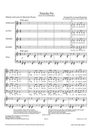 Bernstein, Leonard: Simchu Na (SATB chorus  & piano) - Digital Sheet Music
