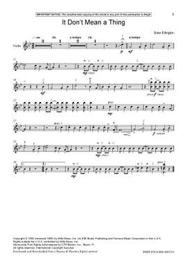 Ellington, Edward Kennedy "Duke": It Don't Mean A Thing (If It Ain't Got That Swing) (Violin) - Digital Sheet Music