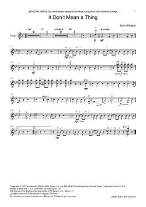 Ellington, Edward Kennedy "Duke": It Don't Mean A Thing (If It Ain't Got That Swing) (Violin) - Digital Sheet Music