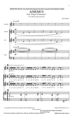 Jenkins, Karl: Adiemus from 'Songs of Sanctuary' (Upper Voices) - Digital Sheet Music