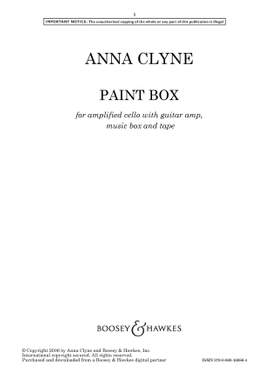 Clyne, Anna: Paint Box (Cello & Electronics) - Digital Sheet Music