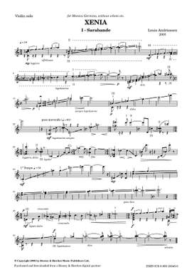 Andriessen, Louis: Xenia (Violin Solo) - Digital Sheet Music