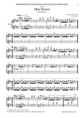 Copland, Aaron: Hoe Down from 'Rodeo' (Piano) - Digital Sheet Music
