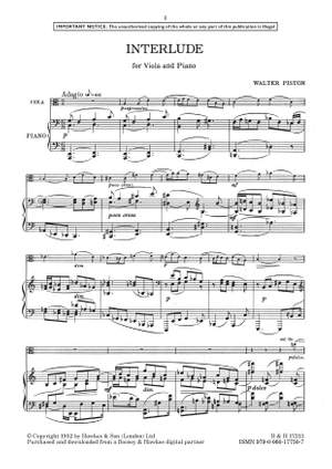 Piston, Walter: Interlude (Viola) - Digital Sheet Music