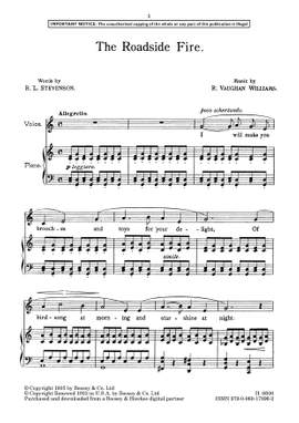 Vaughan Williams, Ralph: The Roadside Fire (Vocal & Piano in C) - Digital Sheet Music