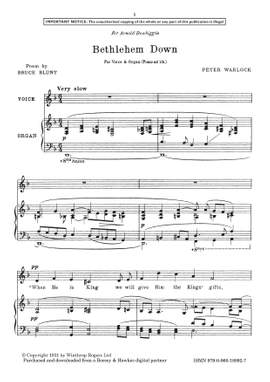 Warlock, Peter: Bethlehem Down (Voice in Dm) - Digital Sheet Music