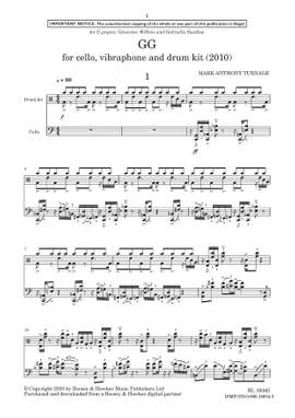 Turnage, Mark-Anthony: GG (Cello & Drum Kit) - Digital Sheet Music