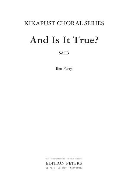 Ben Parry: And Is It True?
