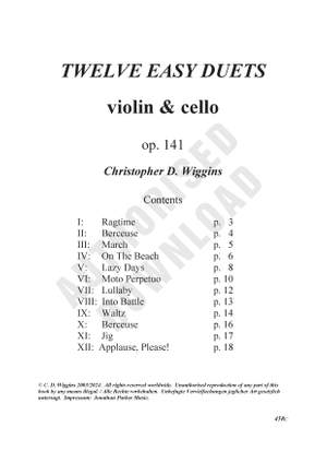 Wiggins, Christopher:Twelve Easy Duets op.141 (violin, cello)