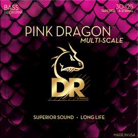 DR Strings Pink Dragon Coated Stainless Steel Bass Medium Multi Scale - 6 String
