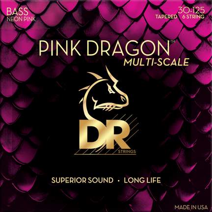 DR Strings Pink Dragon Coated Stainless Steel Bass Medium Multi Scale - 6 String