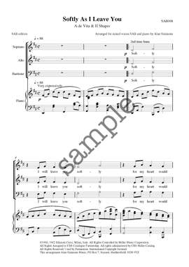Softly As I Leave You – SAB