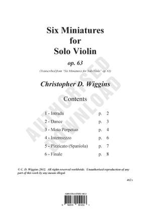 Wiggins, Christopher:  Six Miniatures op. 63 (solo violin)