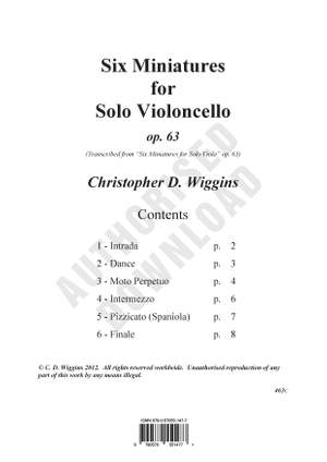 Wiggins, Christopher:  Six Miniatures op. 63 (solo cello)
