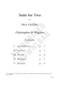 Wiggins, Christopher: Wiggins, Christopher:  Suite For Two (2 violins)