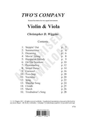 Wiggins, Christopher: Wiggins, Christopher:  Two's Company (violin, viola)