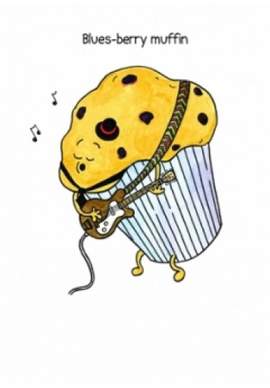 Blues-Berry Muffin Greetings Card Guitar Gift