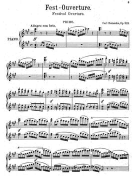 Reinecke, Carl: Fest-Ouvertüre op. 218 for orchestra and men's choir with the final chorus 'An die Künstler' by Friedrich Schiller (Piano reduction)