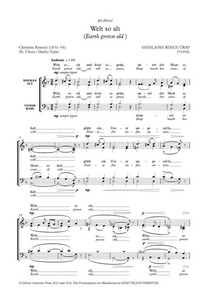 Reece-Trap, Ghislaine: Welt so alt (Earth grown old)