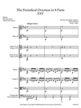 Erskine, Thomas A. / The Earl of Kelly: The Periodical Overture in 8 parts No. 25 (Edited by Barnaby Priest and Alyson McLamore / New print)