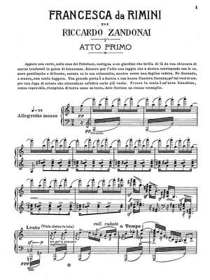 Zandonai, Riccardo: Francesca da Rimini, Tragedia in quattro atti (Vocal score with Italian libretto)