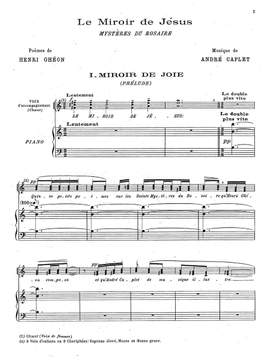 Caplet, André: Le Miroir de Jésus. Mystères du Rosaire, Quinze petits poèmes par Henri Ghéon (Vocal Score, French libretto)