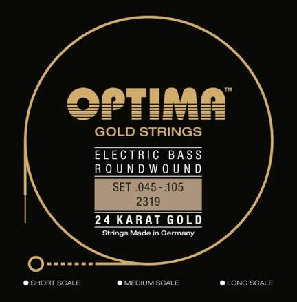 Optima Bass Guitar 24K Gold Strings Set, Medium Light