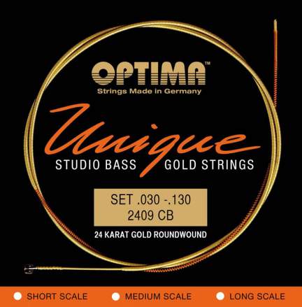 Optima Bass Guitar Unique 24K Gold Set, 5-String