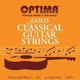 Optima Classical Guitar 24K Gold Strings Set, G3 Plain