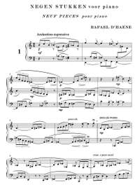 D'Haene, Rafael: Negen stukken voor piano (Nine Pieces for Piano) op. 1