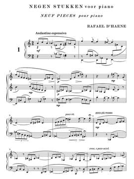 D'Haene, Rafael: Negen stukken voor piano (Nine Pieces for Piano) op. 1