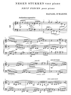 D'Haene, Rafael: Negen stukken voor piano (Nine Pieces for Piano) op. 1