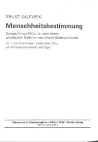Salewski, E: Menschheitsbestimmung
